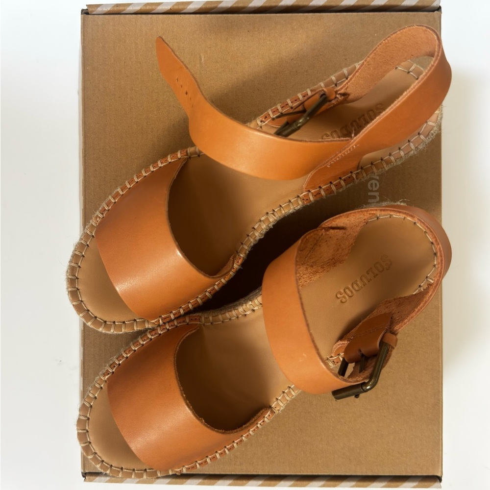 Pristine Soludos Women's Nude Espadrille Platform Sandals size 7